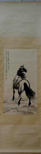 A Chinese Ink Painting Hanging Scroll By Xu Beihong