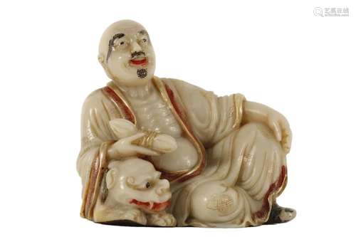 Soapstone Figure of Arhat Sitting on a Tiger