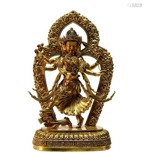 A gilt bronze Tibetan statue