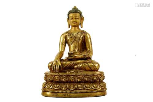 A Gilt-Bronze& Silver Figure of Buddha Shakyamuni