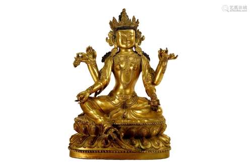 A Gilt-Bronze Figure of Six-Armed Avalokiteshvara