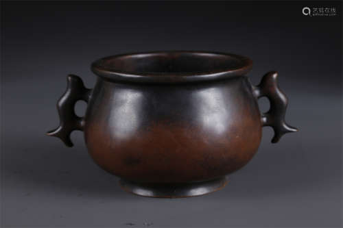 A Copper Censer with Fish Shaped Ears.