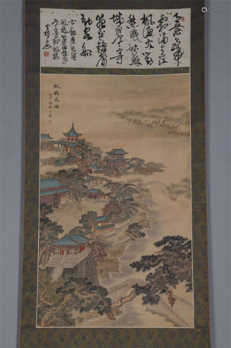 A Maple Bridge Painting on Silk by Li Yuling.