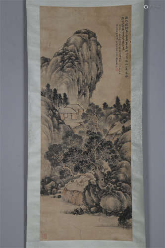 A Landscape Painting on Paper by Hu Gongshou.
