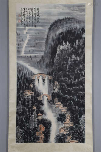 A Landscape Painting on Paper by Li Keran.