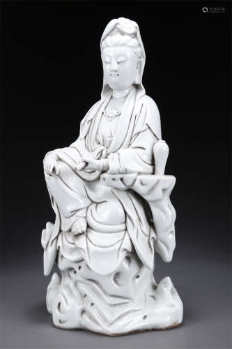 A White Porcelain Avalokitesvara Statue.