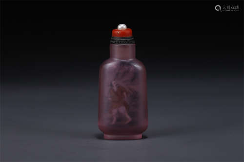 A Ruby Snuff Bottle with Inner Figure Design.