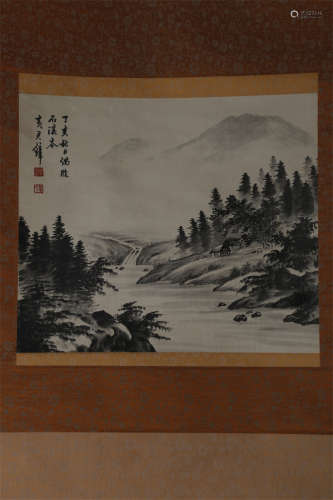 A Landscape Painting on Paper by Huang Junbi.