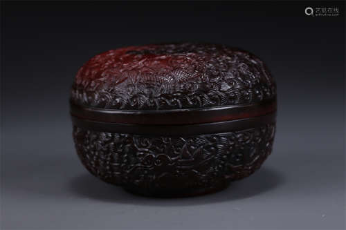 A Glass Lidded Box with Dragon Design.