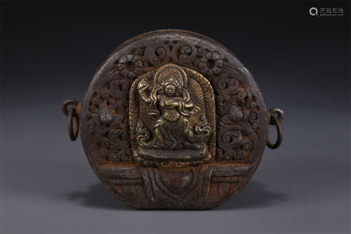 A Cast Iron Two-Arm Mahakala Buddha Plate.