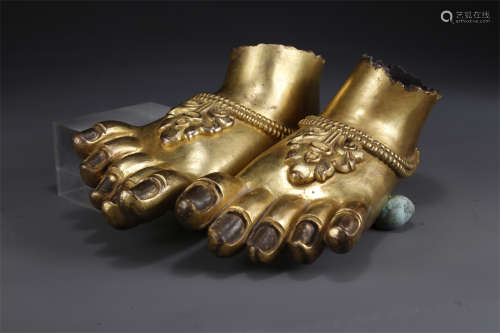 A Pair of Buddha's Foot Sculptures.