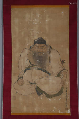 A Figure Painting on Silk by Ding Guanpeng.