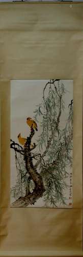 A Chinese Ink Painting Hanging Scroll By Tian Shiguang