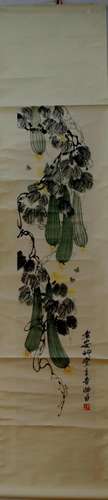 A Chinese Ink Painting Hanging Scroll By Lou Shibai