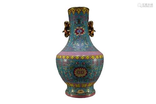 A Famille-Rose Gilded Vase