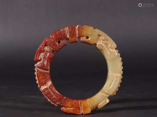 ANTIQUE JADE 'DRAGON' BANGLE