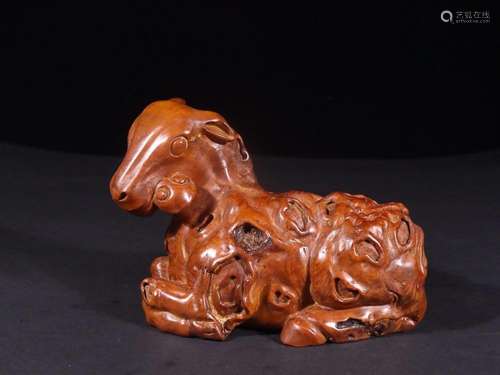 BOXWOOD 'GOAT' CARVING