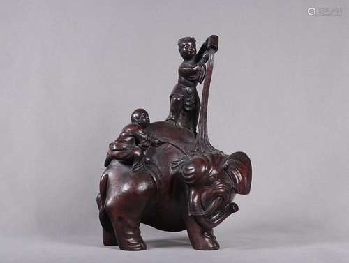 AGARWOOD 'BOY AND ELEPHANT' GROUP