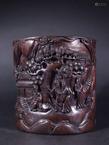 AGARWOOD 'FIGURE STORY' BRUSHPOT