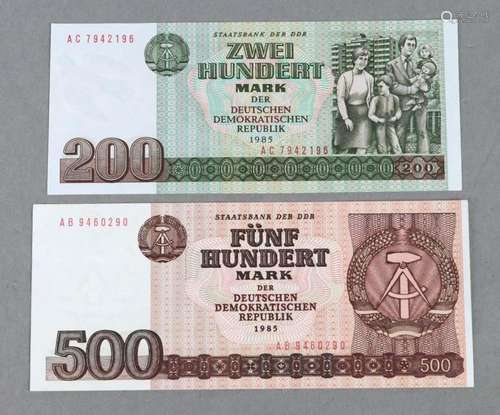 200 und 500 Mark DDR 1985