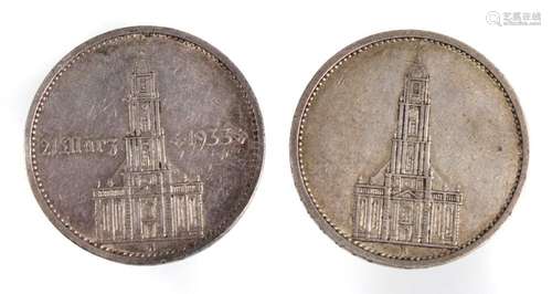 2 x 5 Reichsmark Garnisonkirche 1934 A