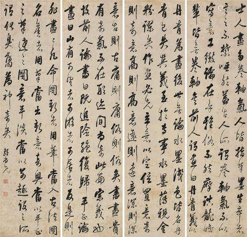 郭尚先（1785～1832） 行书节录方熏画论 四屏立轴 水墨纸本