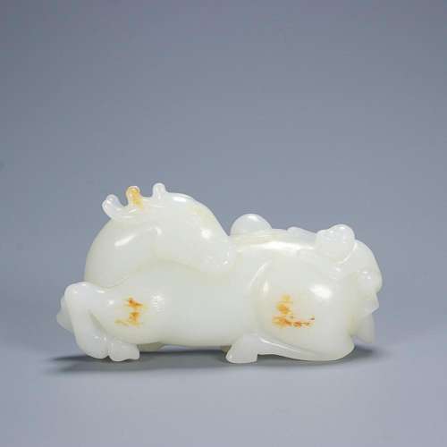 HETIAN JADE MONKEY ON HORSE GROUP