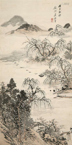 吴镜汀（1904～1972） 1948年作 归渔图 立轴 设色纸本