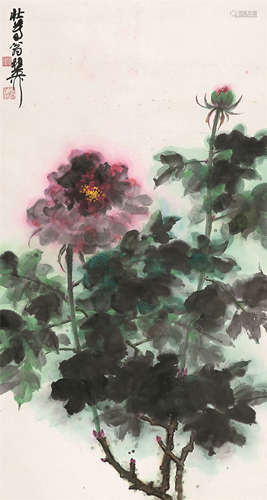 谢稚柳（1910～1997） 芙蓉花 立轴 设色纸本