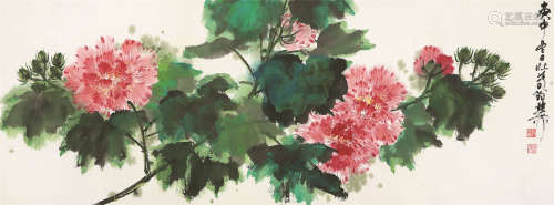 谢稚柳（1910～1997） 1980年作 芙蓉绣球 镜心 设色纸本