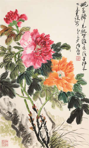 陆抑非（1908～1997） 1989年作 姚黄魏紫 镜心 设色纸本