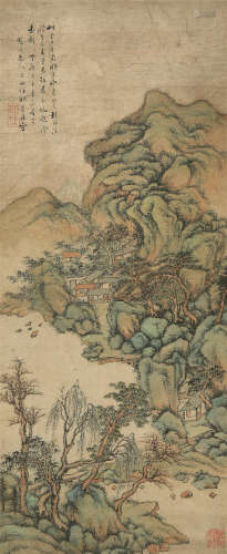 祁豸佳（1602～1645）（款） 南湖山色 立轴 设色纸本