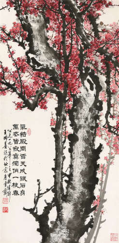 王成喜（b.1940） 1982年作 独俏一枝春 立轴 设色纸本