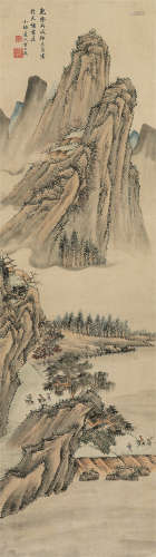 方士庶（1692～1751）（款） 溪山行旅图 立轴 设色纸本
