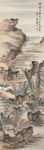 萧谦中（1883～1944） 秋山月影 立轴 设色纸本