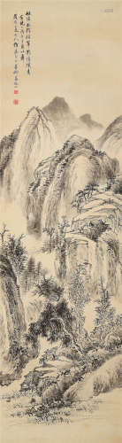 倪墨耕（1855～1919） 1909年作 青溪峰影 立轴 水墨纸本