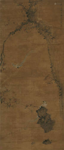 陈书（1660～1736）（款） 红梅双寿 立轴 设色纸本