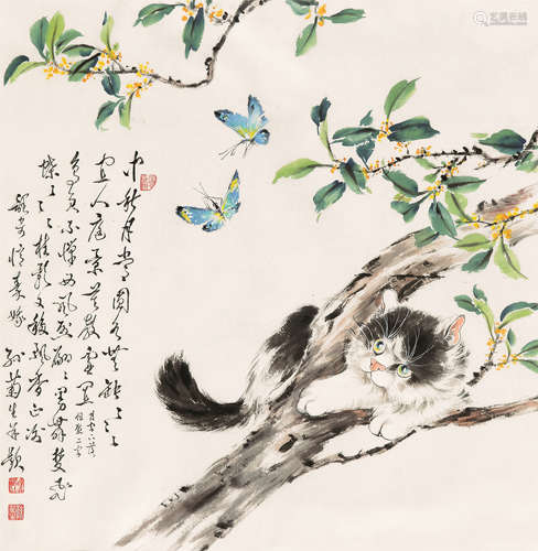 孙菊生（b.1913） 耄耋图 镜心 设色纸本