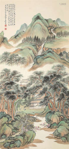 吴琴木（1894～1953） 草堂闲居图 立轴 设色纸本
