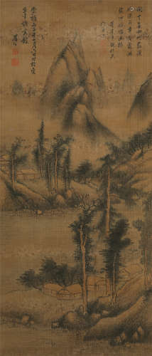 陈继儒（1558～1639）（款） 秋林幽居 立轴 设色绢本