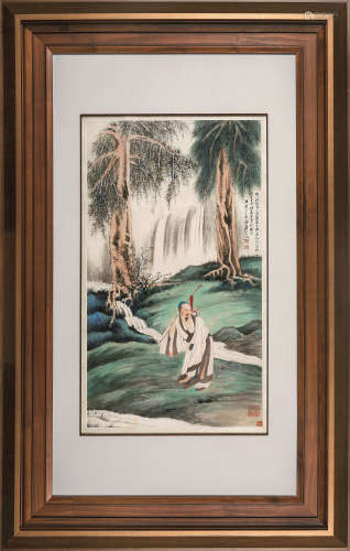 张大千（1899～1983） 1950年作 杖经图 镜心 设色纸本
