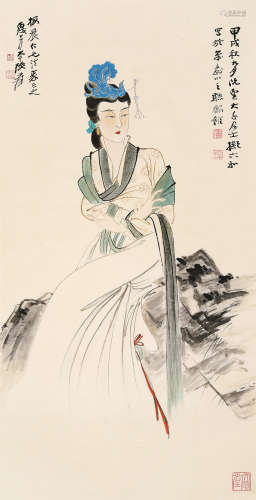 张大千（1899～1983） 1934年作 仿六如仕女图 立轴 设色纸本