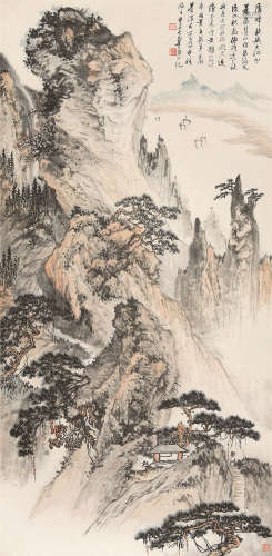 郑午昌（1894～1952） 1943年作 庐峰秋帆 立轴 设色纸本