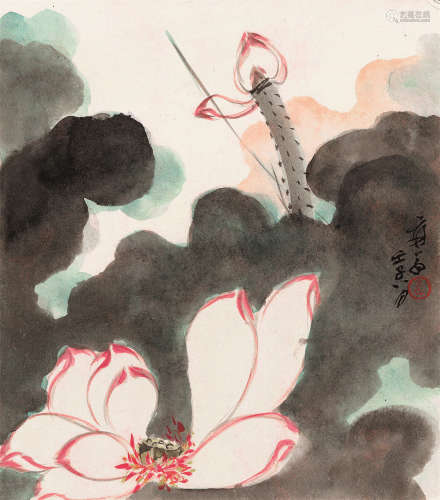 张大千（1899～1983） 1972年作 夏荷图 镜心 设色纸本
