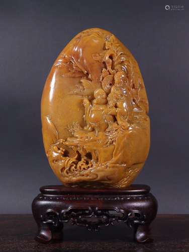SHOUSHAN TIANHUANG STONE FIGURE STORY CARVING