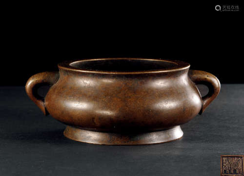 17世紀 銅蚰耳爐 