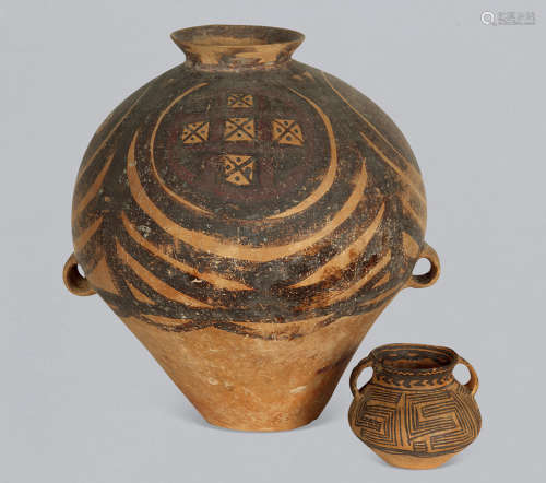 石器時代 甘肅彩陶大罐 連小罐