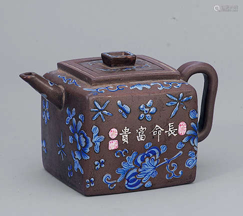 紫砂加彩茶壺