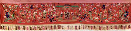 十九世紀 群仙賀壽刺繡掛飾