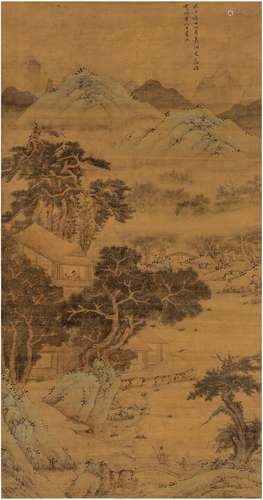 文徵明（1470～1559） 1558年作 溪山别业图 立轴 设色绢本